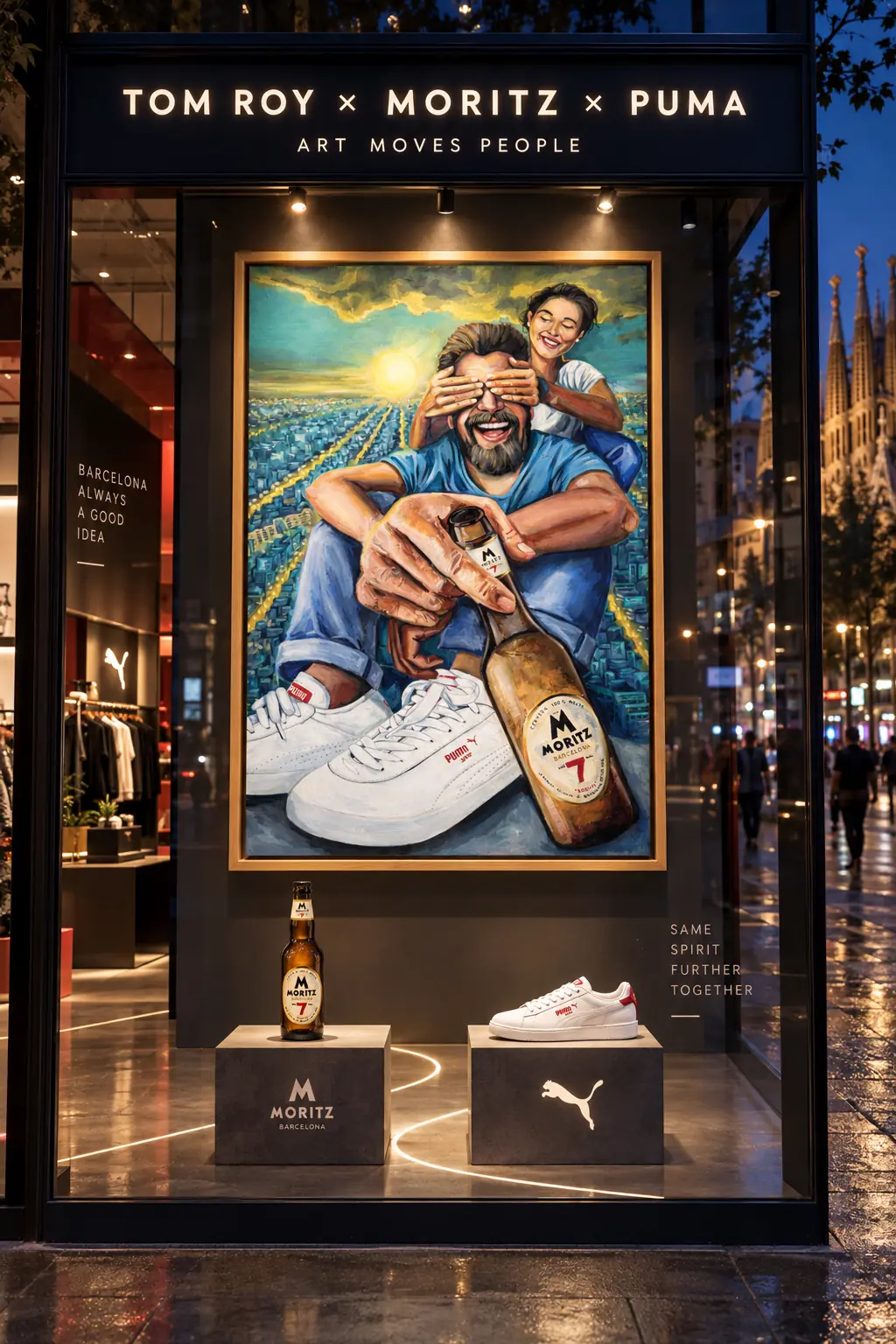 Concepto de colaboración artística de Tom Roy con Moritz y Puma